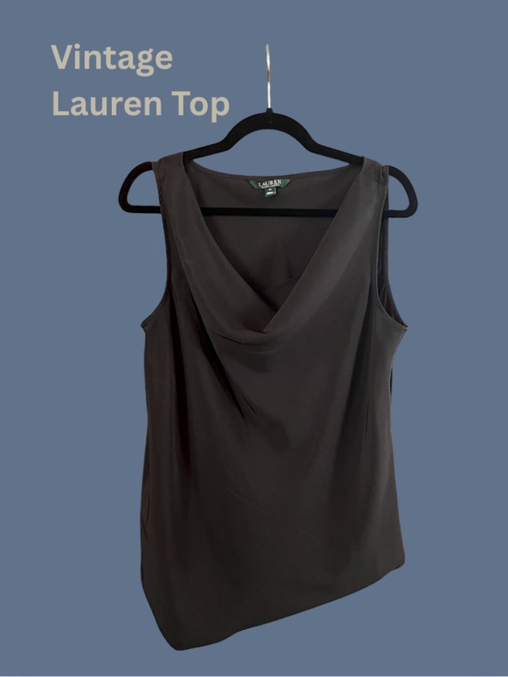Lauren Ralph Lauren Black Draped Asymmetrical Top 10